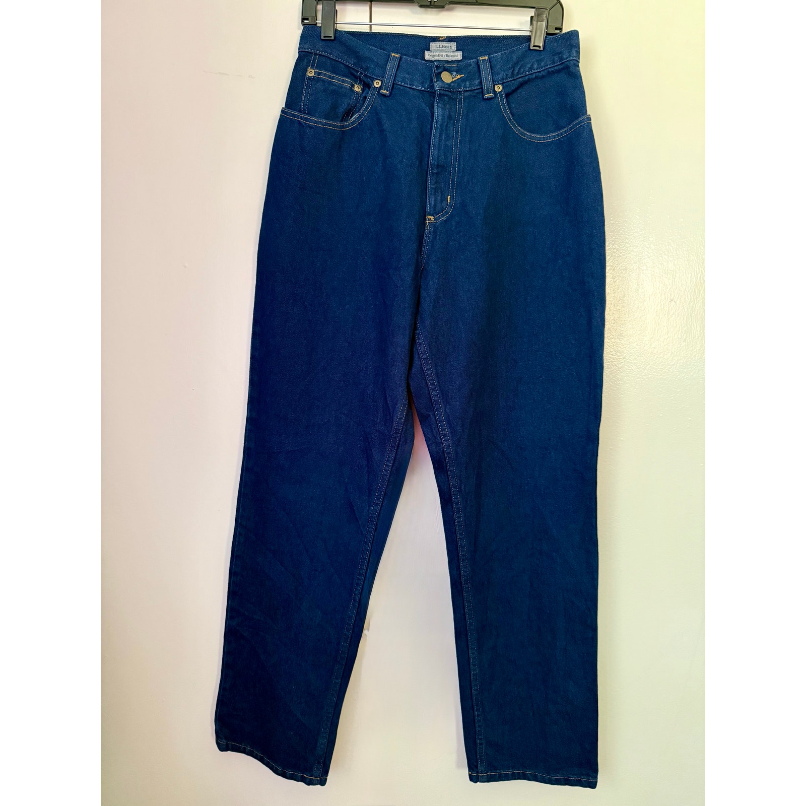 Vintage L L Bean Dark Wash Denim Straight Relaxed Fit Jeans 10 M 32” Inseam